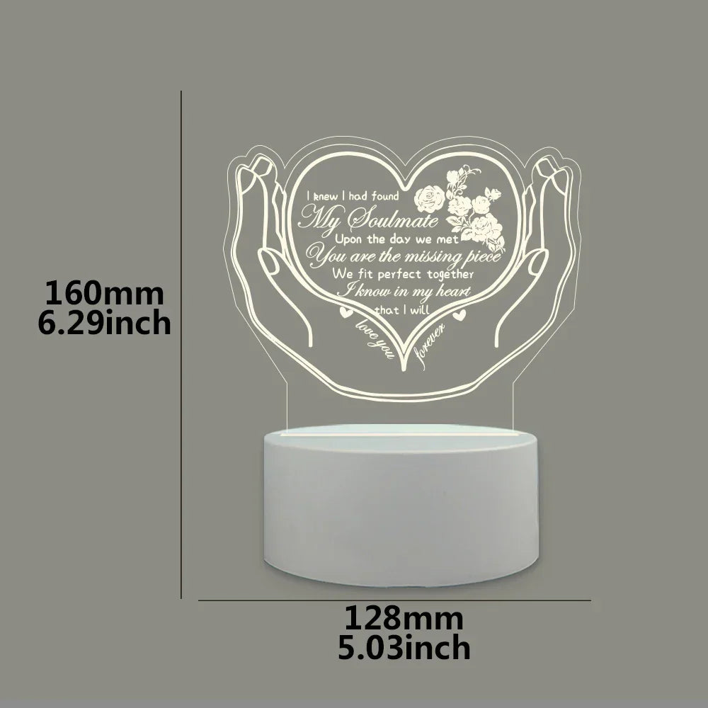 I Love You 3D Acrylic LED Night Light