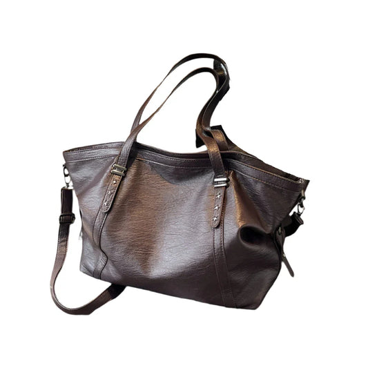 Leather Womens Tote Shoulder Crossbody Bag (Coffee)