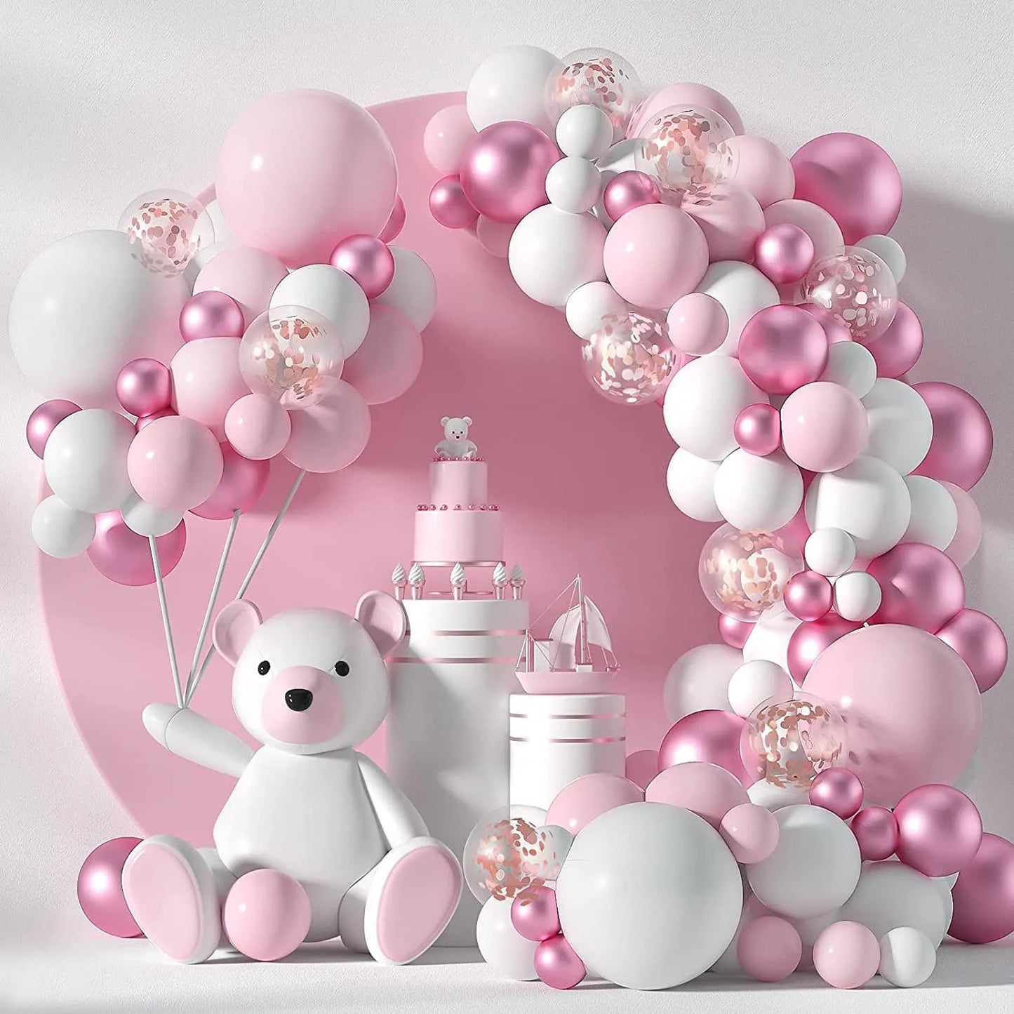Mesmerizing Macaron Pink Balloon Garland Arch Kit - Style 1 (125 Pieces)