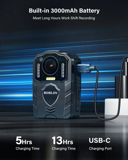 1080P Body Camera with 13-Hour Recording 64GB Black