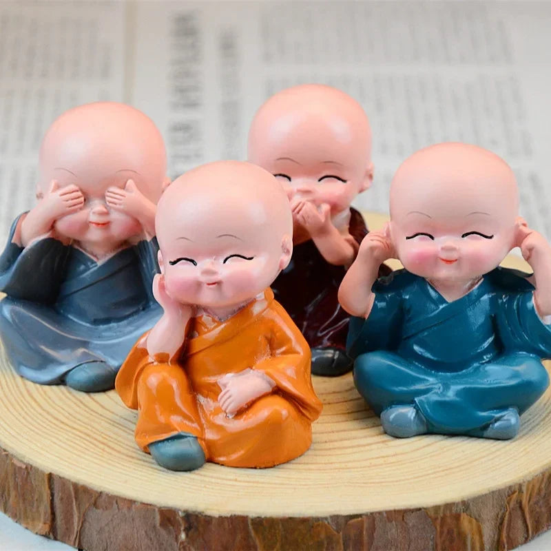 4Pcs Resin Gift Lovely Little Monk