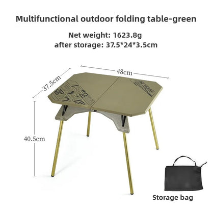 Portable Folding Camping Table Adjustable Green