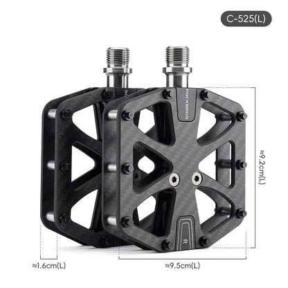 Ultra-Light T700 Carbon Fiber Bicycle Pedals 3-Bearing Black