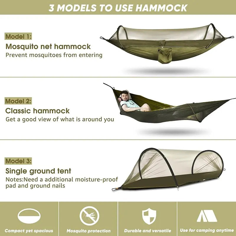 3-in-1 Camping Hammock with Mosquito Mesh