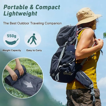 Inflatable Camping Sleeping Pad Nylon Air Mattress Blue