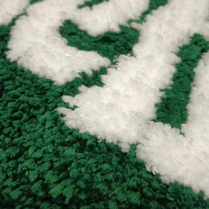 Heartfelt Green Fluffy Rug