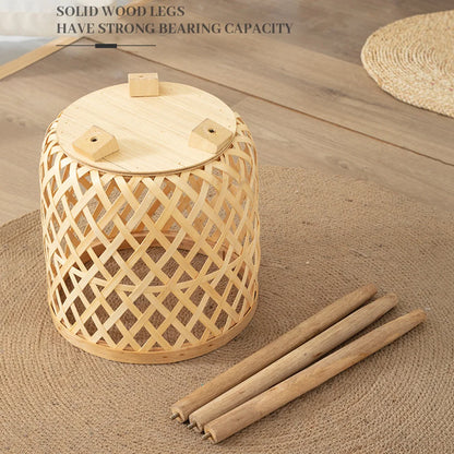 Handmade Bamboo Woven Flower Pot with Stand - Elegant Plant Display