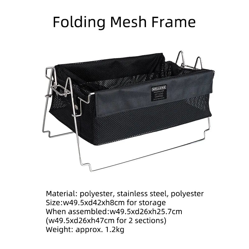 Outdoor Tactical Camping Storage Basket Black