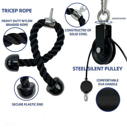 Nine-Piece Pulley Fitness Accessories Kit Black