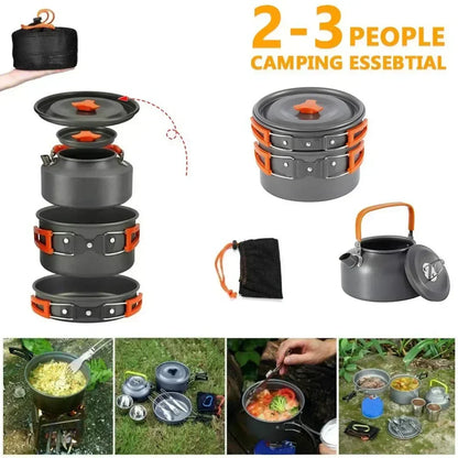 Portable Aluminum Camping Cookware Set for Outdoor Adventures