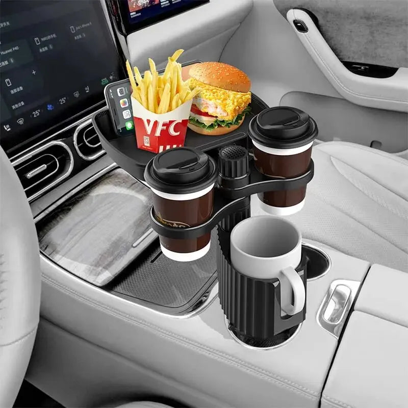 Car Cup Holder Expander Tray Detachable Food & Drink Tray Black