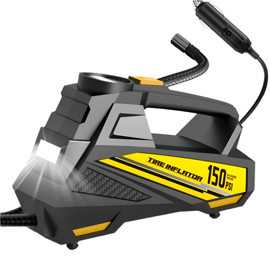 Corded Portable Car Air Pump 12V 150PSI Electric Tire Inflator with LED Yellow