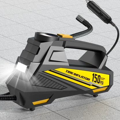 Corded Portable Car Air Pump 12V 150PSI Electric Tire Inflator with LED Yellow