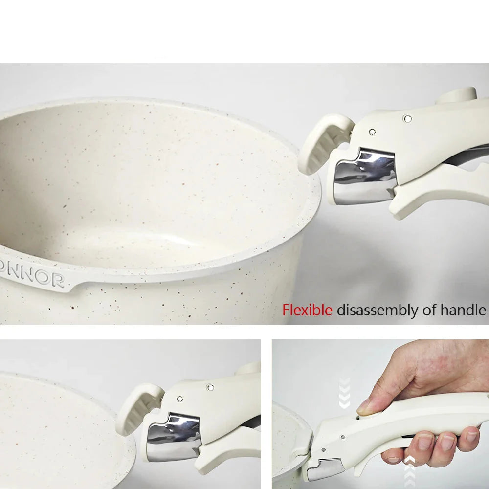 Non-Stick Die-Cast Aluminum Cookware Set Induction-Compatible White