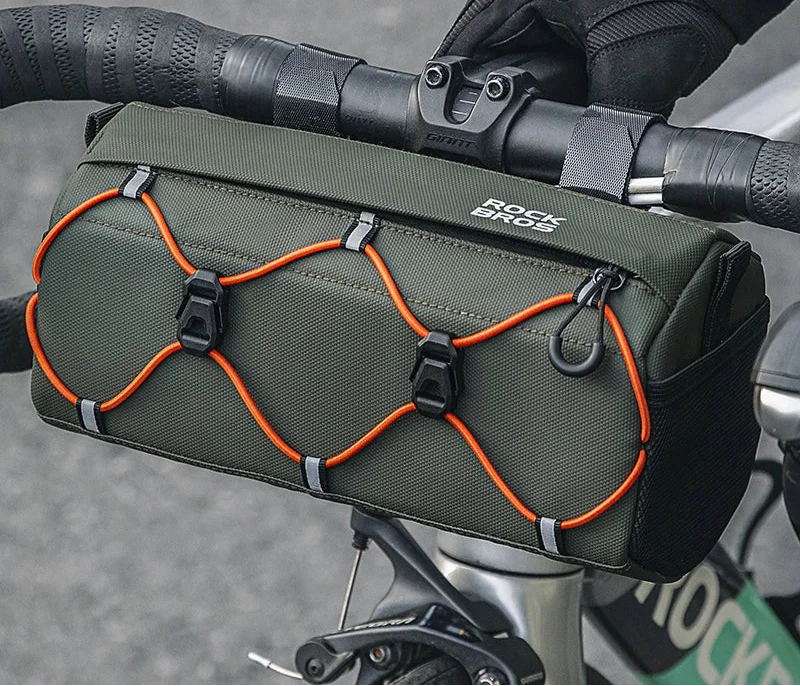 Waterproof Bicycle Tube Bag 2.2L Handlebar Storage Army Green