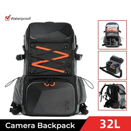 2-in-1 Camera Backpack And Sling Waist Bag Grey