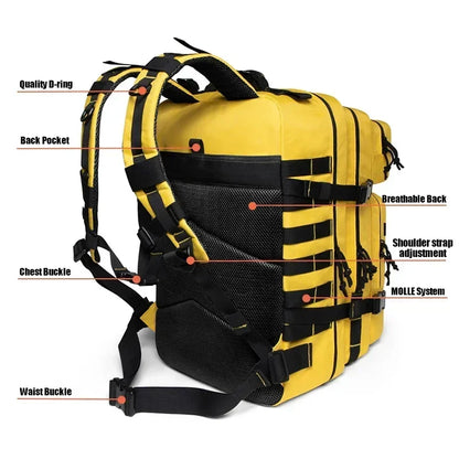 45L Tactical Fitness Backpack Molle Rucksack Yellow