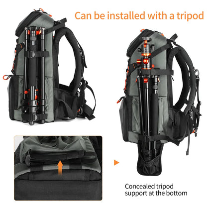2-in-1 Camera Backpack And Sling Waist Bag Grey