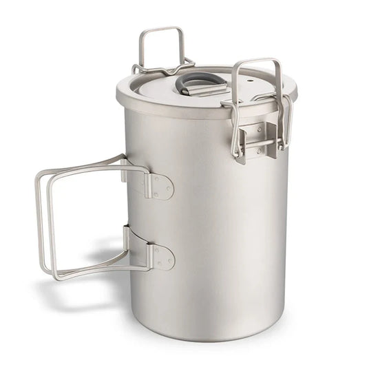 Titanium Steamer Pot Camping Cookware Silver
