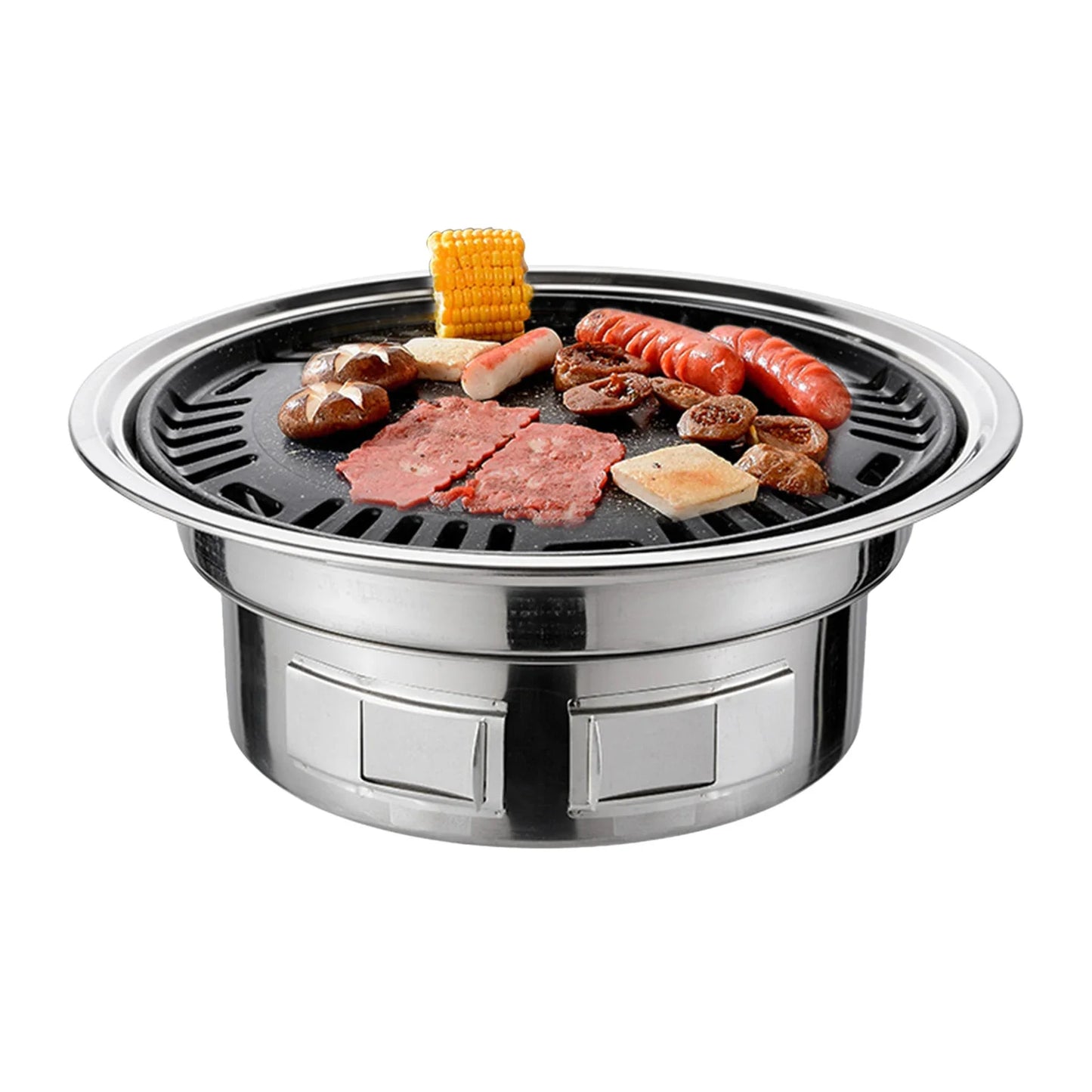 13-Inch Round Charcoal Grill Portable Tabletop BBQ Smoker Silver
