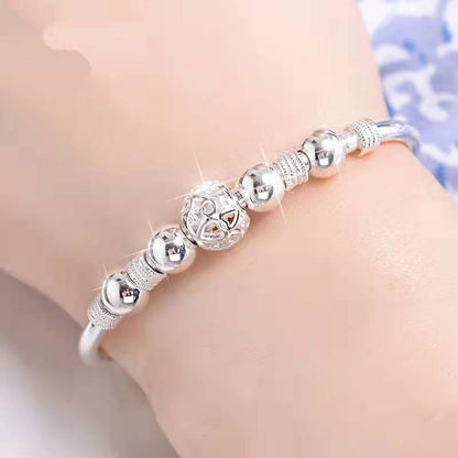 Sterling Silver Lucky beads Bangles for women bracelets Luxury Designer party wedding jewelry gifts