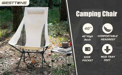 Portable Camping Chair - Lightweight Aluminum Alloy with Headrest