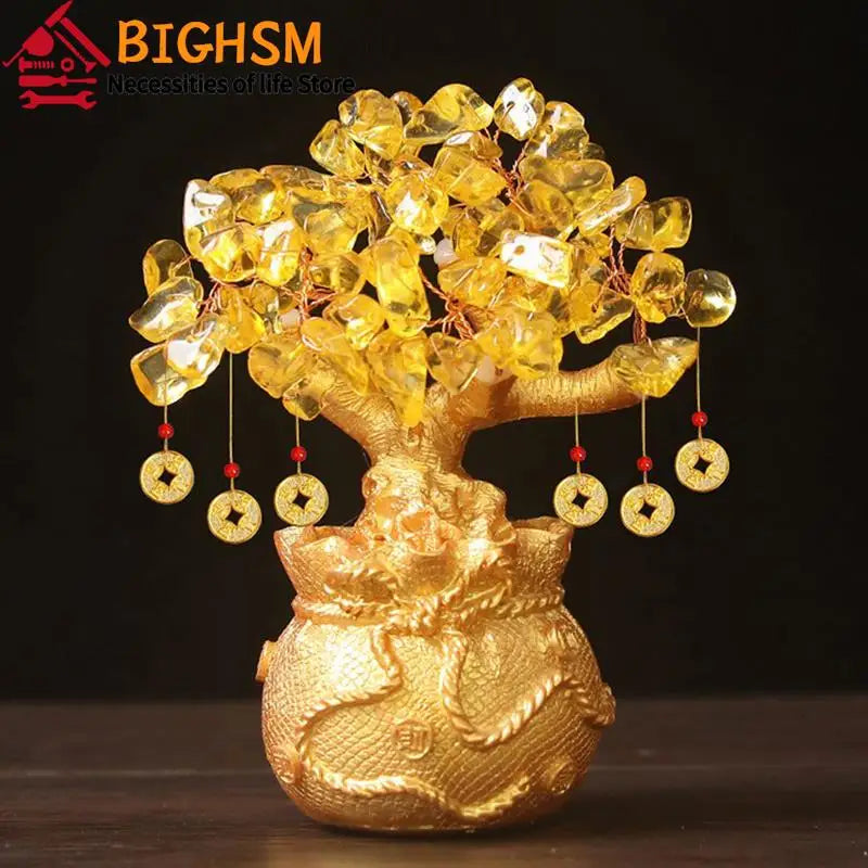 14cm Feng Shui Yellow Lucky Wealth Trees