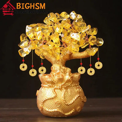 14cm Feng Shui Yellow Lucky Wealth Trees