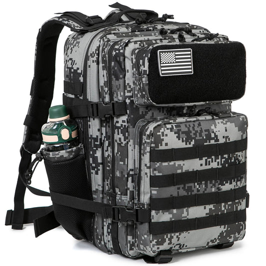 45L Tactical Backpack Waterproof Rucksack Black Camo