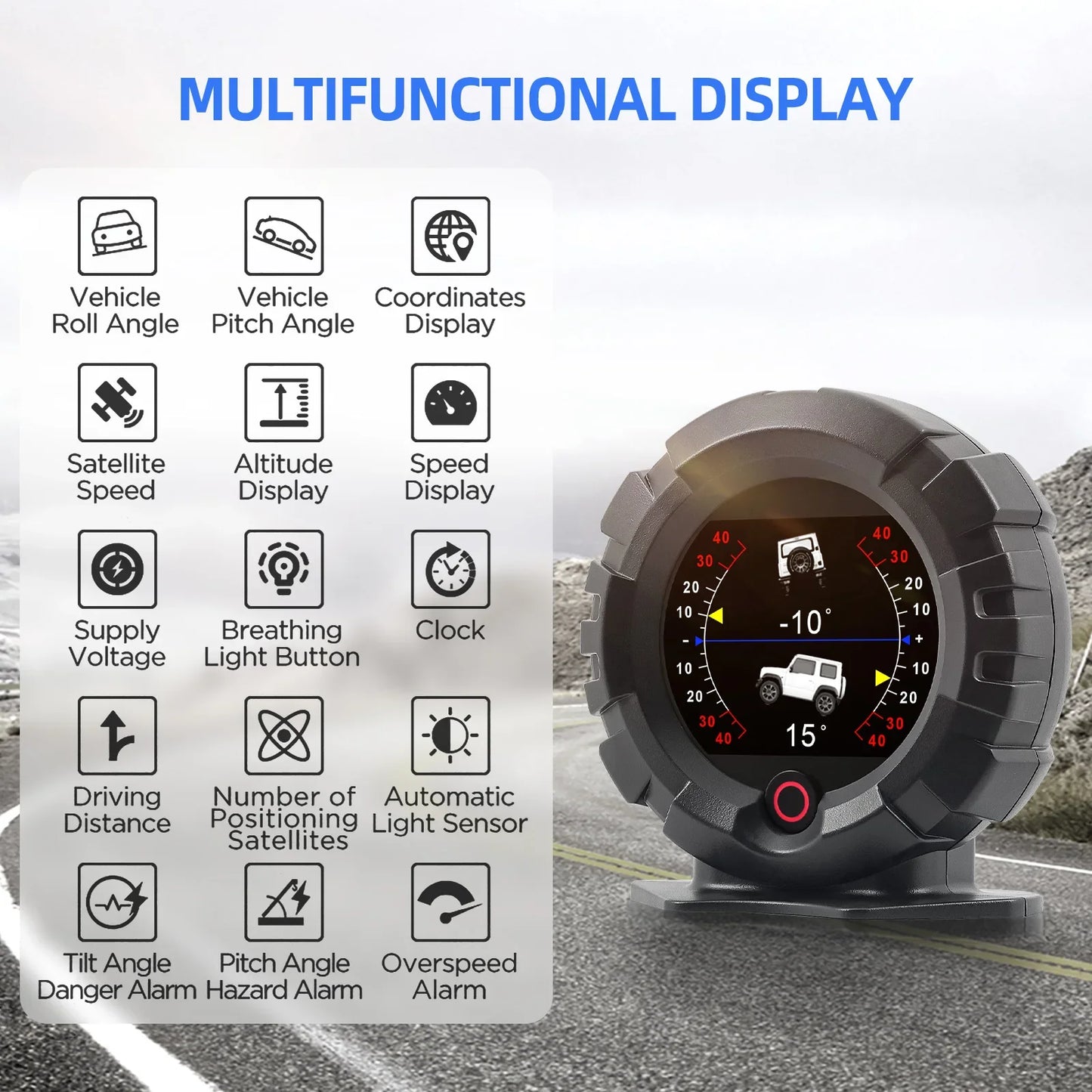 X95 GPS HUD Head Up Display 4x4 Of Road Inclinometer Black