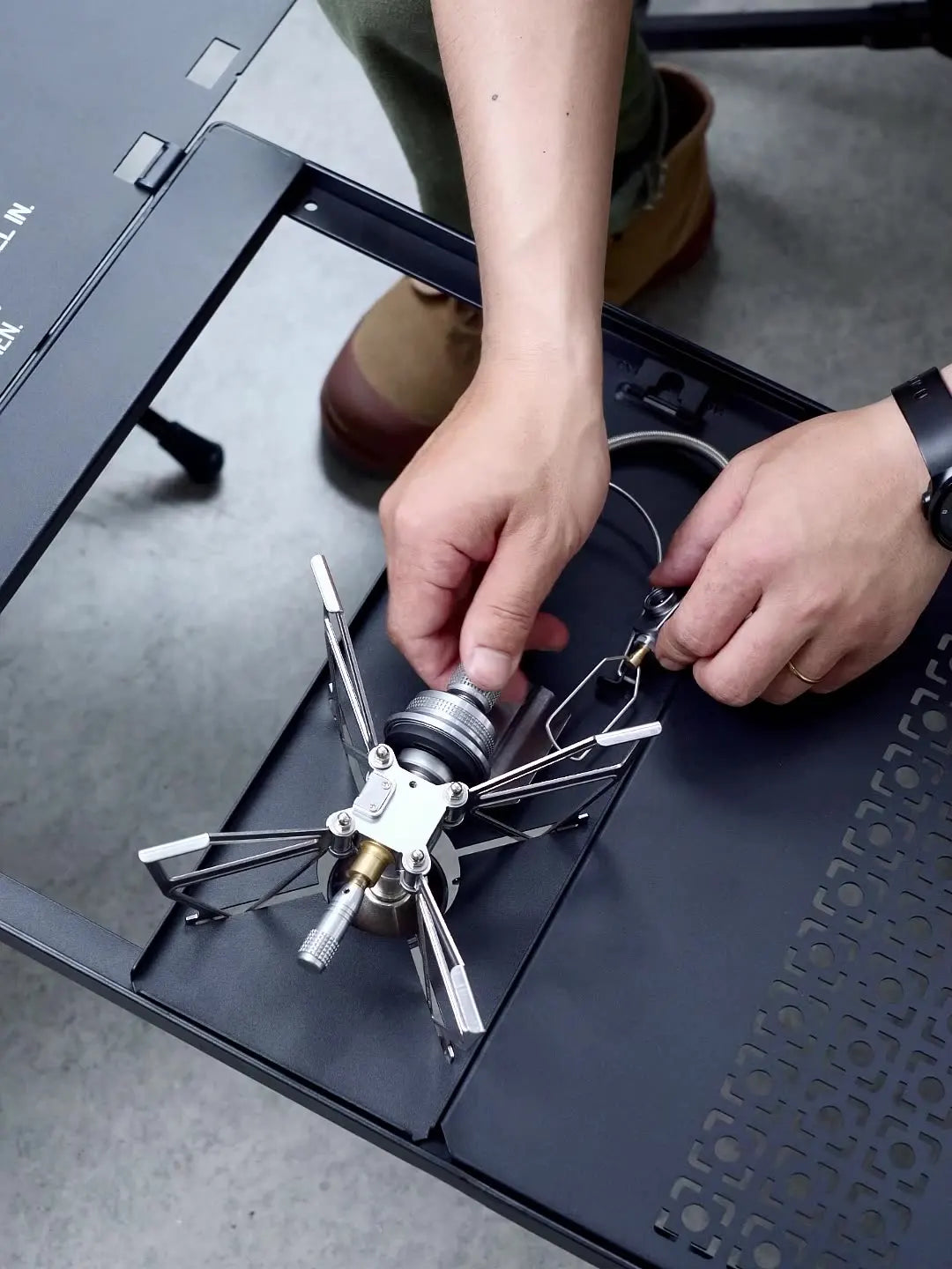 Portable Folding Camp Stove Rack Iron Black