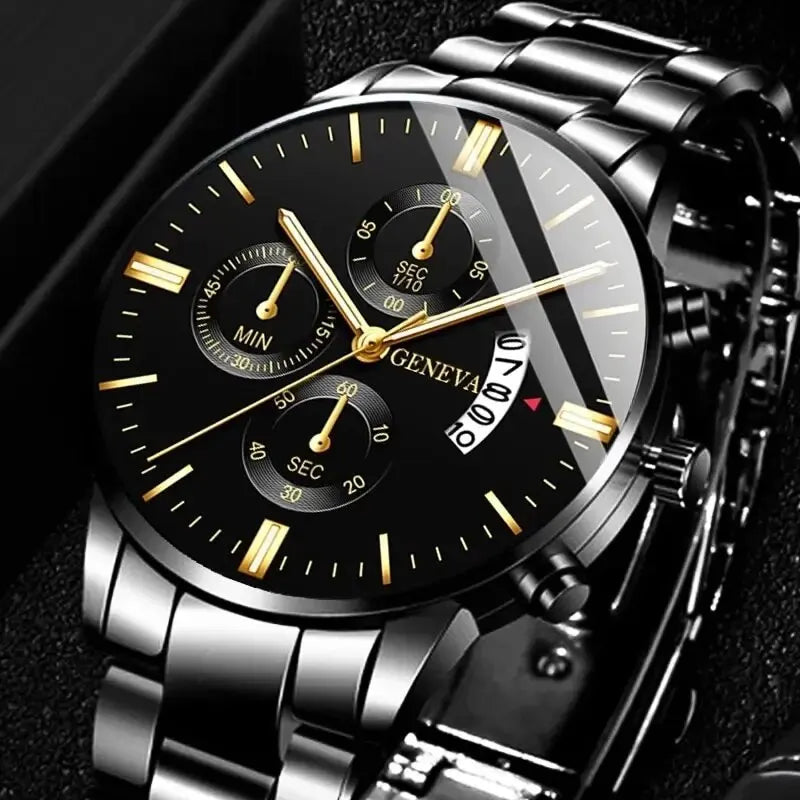 Men's Stainless Steel Quartz Calendar Watch