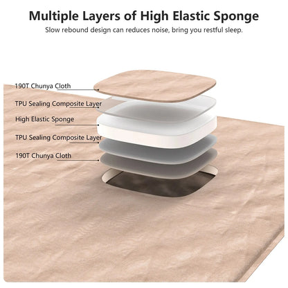Self-Inflating Camping Air Mattress Thickened Folding Tent Mat Brown