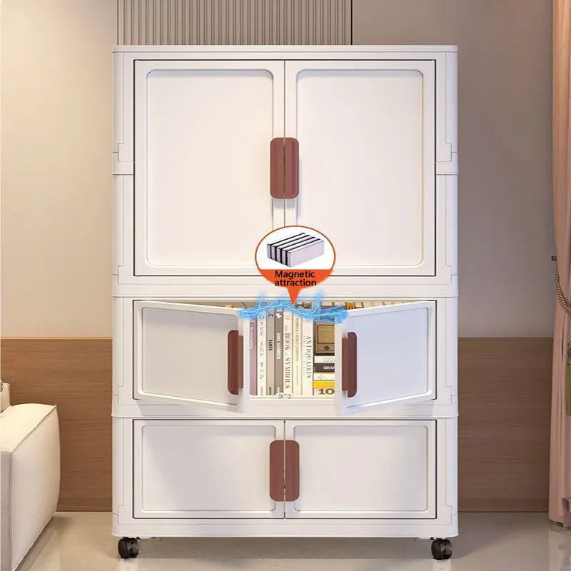 60cm Foldable Plastic Storage Cabinet with 2 Small Compartments