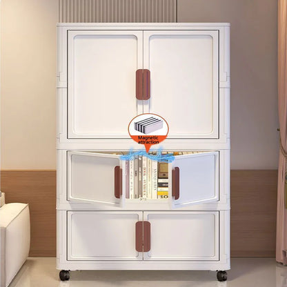 60cm Foldable Plastic Storage Cabinet with 2 Small Compartments