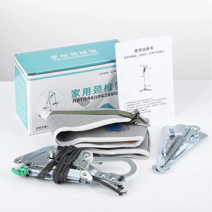 Over-Door Hanging Neck Traction Kit Adjustable Cervical Stretcher Green