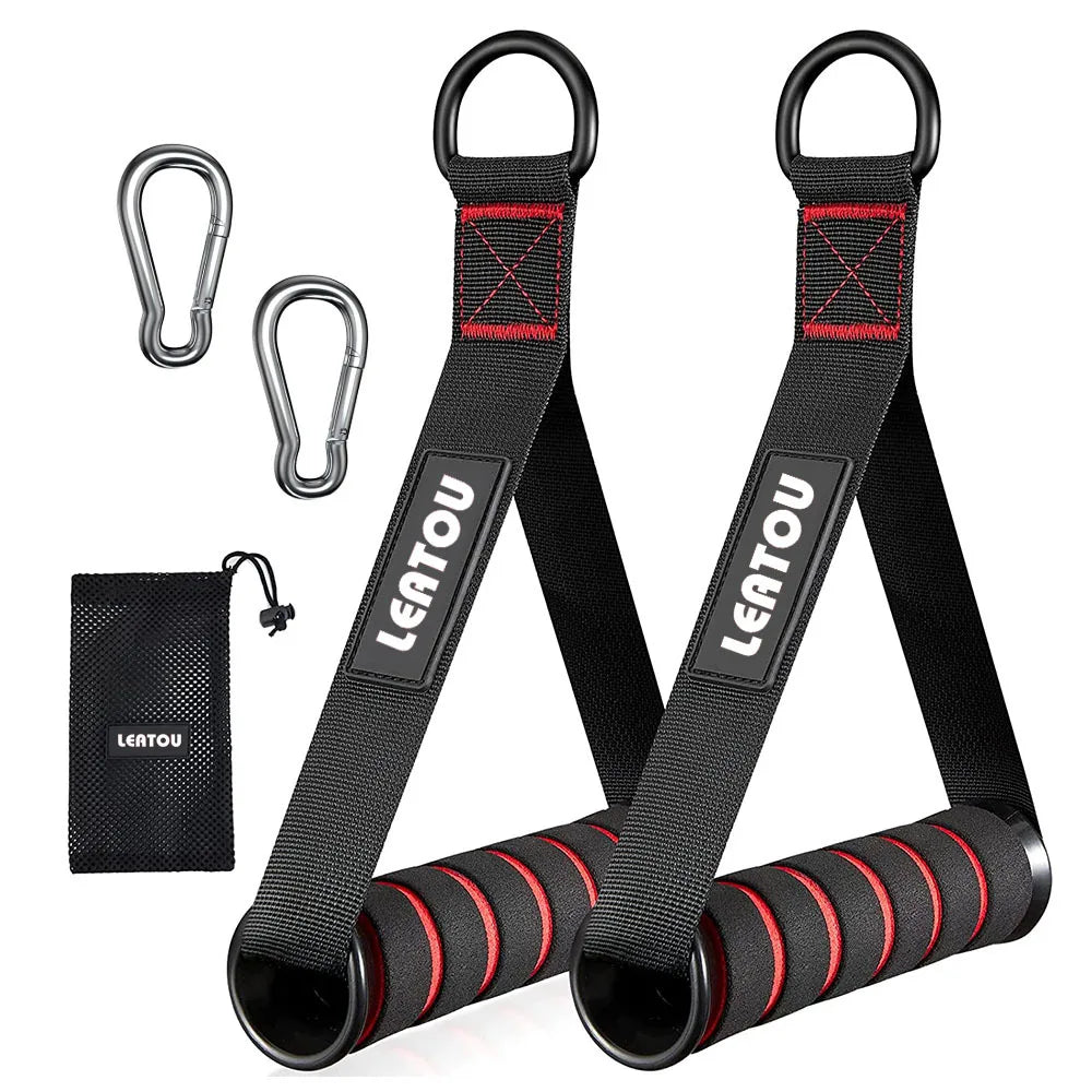 Heavy-Duty D-Ring Gym Handles with Hook for Home Workouts