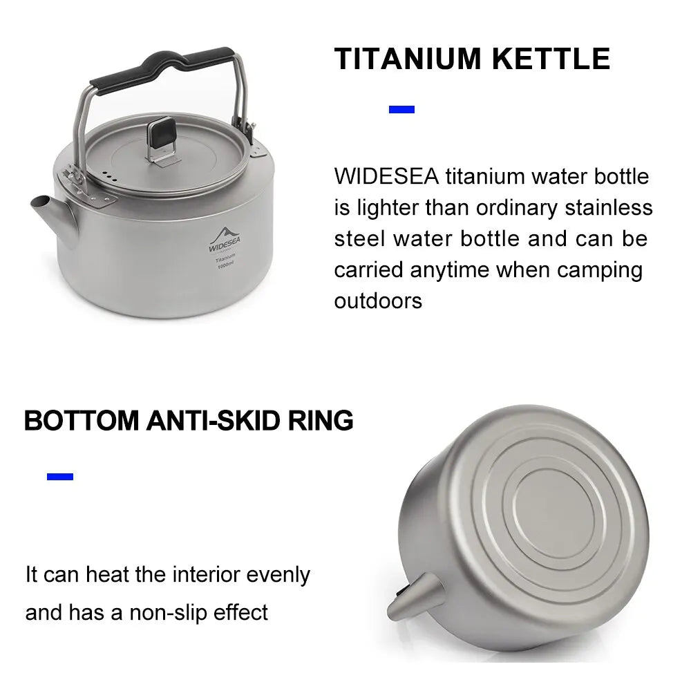Ultralight Titanium Camping Kettle Outdoor Tea & Coffee Pot Grey