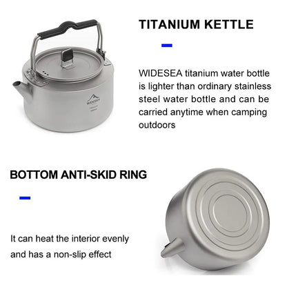 Ultralight Titanium Camping Kettle Outdoor Tea & Coffee Pot Grey