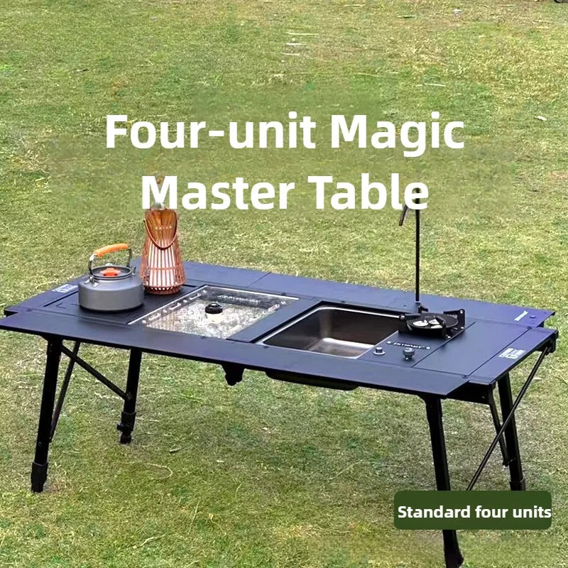 Folding Camping Table Adjustable IGT-Compatible Black