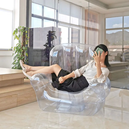 Transparent Nordic Inflatable Sofa - Modern Armchair for Bedroom- 90x80cm