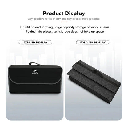 Large Car Seat Rear Storage Pouch–Soft Felt Trunk Organizer Bag Black