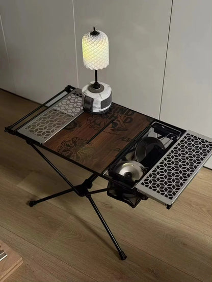 Folding Camping Mesh Basket Drainable Storage Bag Black