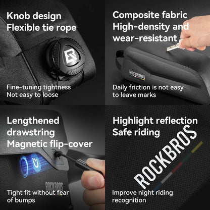 0.9L Magnetic Suction Bicycle Waterproof Nylon Pipe Tube Bag Black