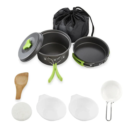 9-Piece Camping Cookware Set Green
