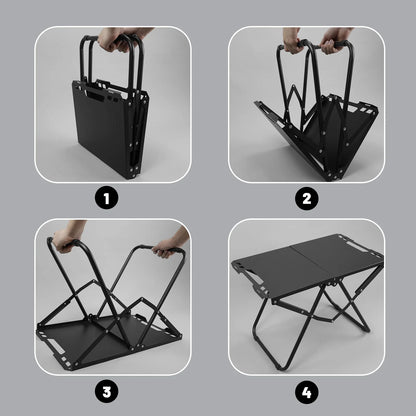 Portable Folding Camping Table Iron Table Black