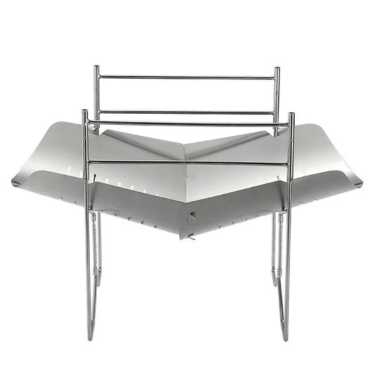 Portable Stainless Steel Folding BBQ Grill Stove Silver