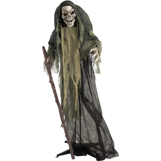 Skeleton Reaper Animatronic Halloween Decor with Lights & Sound