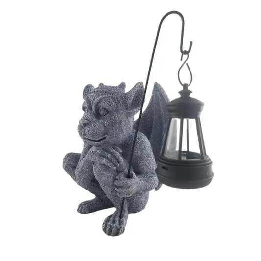 Solar Gargoyle Statue Outdoor Garden Decor Figurine