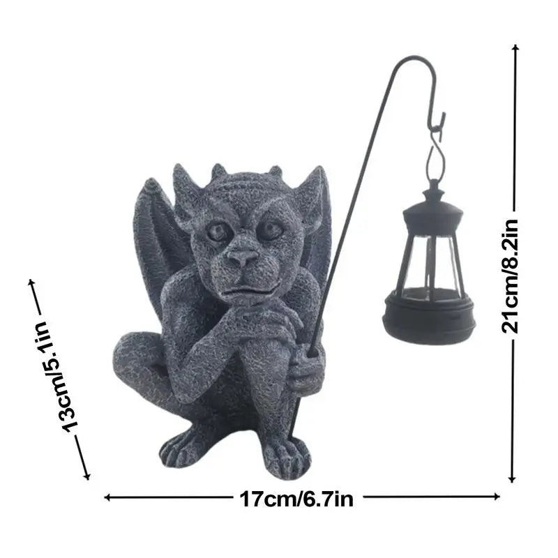 Solar Gargoyle Statue Outdoor Garden Decor Figurine